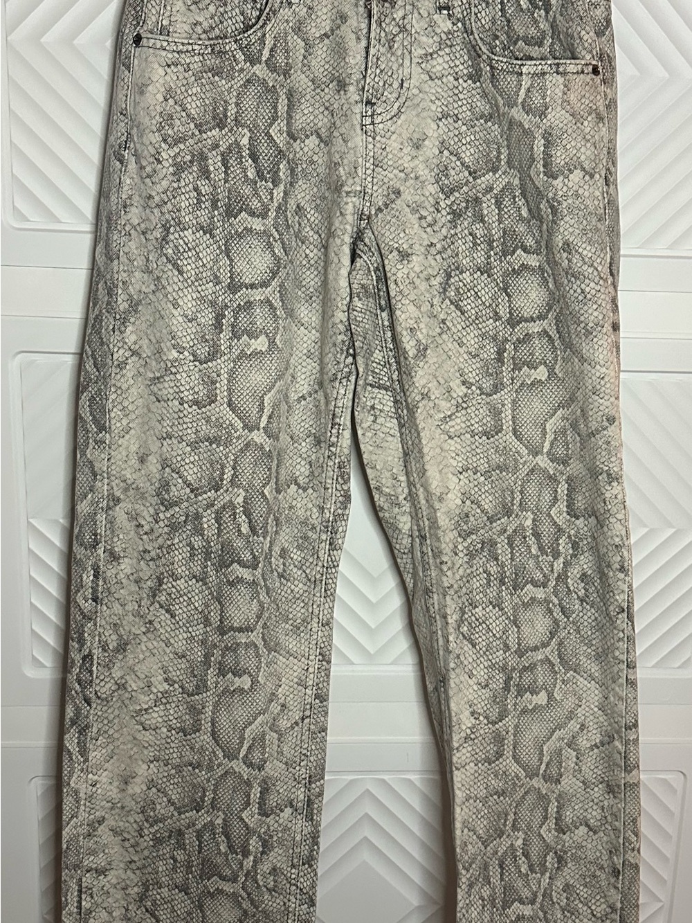 Urban Outfitters Gray Snake-Print Straight wide-Leg Jeans